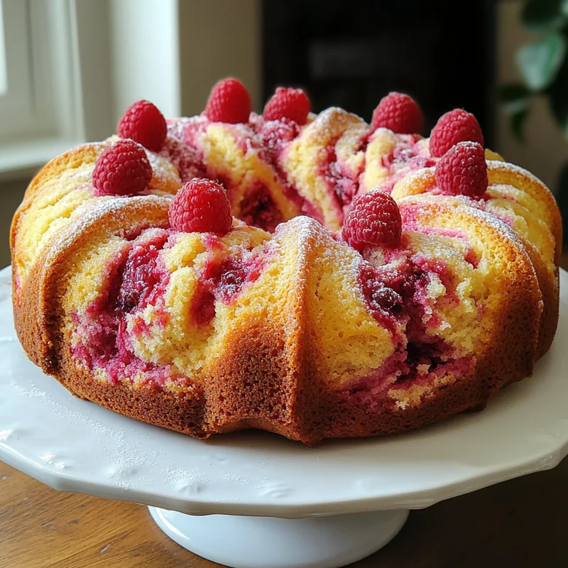 Easy & Beautiful Rhubarb Raspberry Marble Cake Recipe