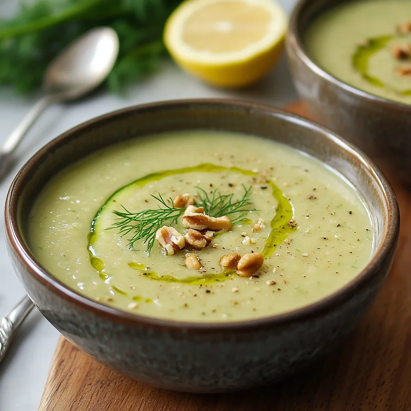 Cozy Creamy Zucchini Soup with Walnuts & Dill | Easy Weeknight Recipe