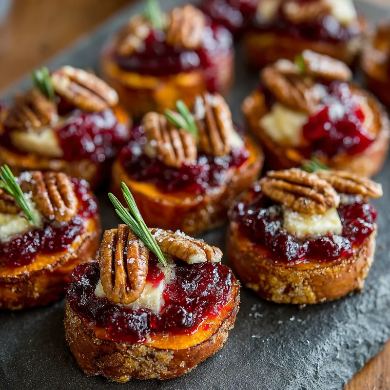 Easy No-Bake Sweet Potato Bites with Cranberry & Brie