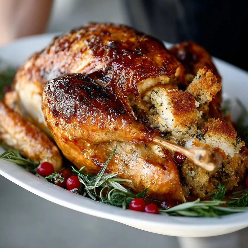 Herb-Brined Turkey with Classic Stuffing Recipe | Juicy & Flavorful Holiday Meal