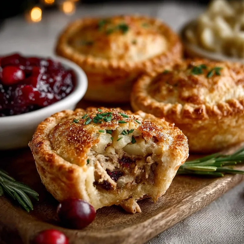 Mini Thanksgiving Turkey & Cranberry Pot Pies | Easy Comfort Food Recipe