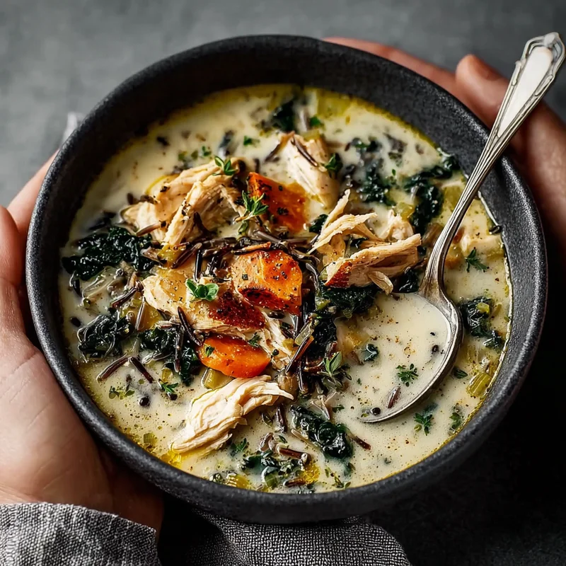 Cozy Turkey and Wild Rice Soup Recipe with Garlic Oil Drizzle