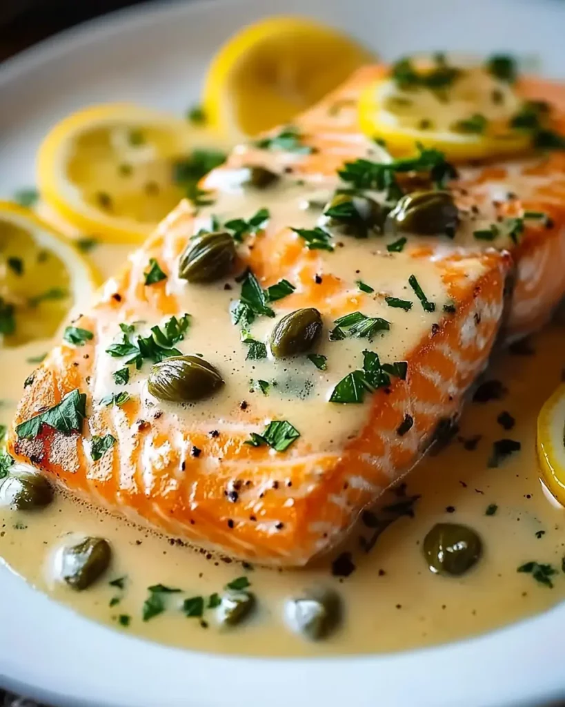 Creamy Lemon Garlic Salmon Piccata First Image First Image