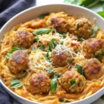 One Pan Tuscan Chicken Meatballs and Orzo First Image First Image