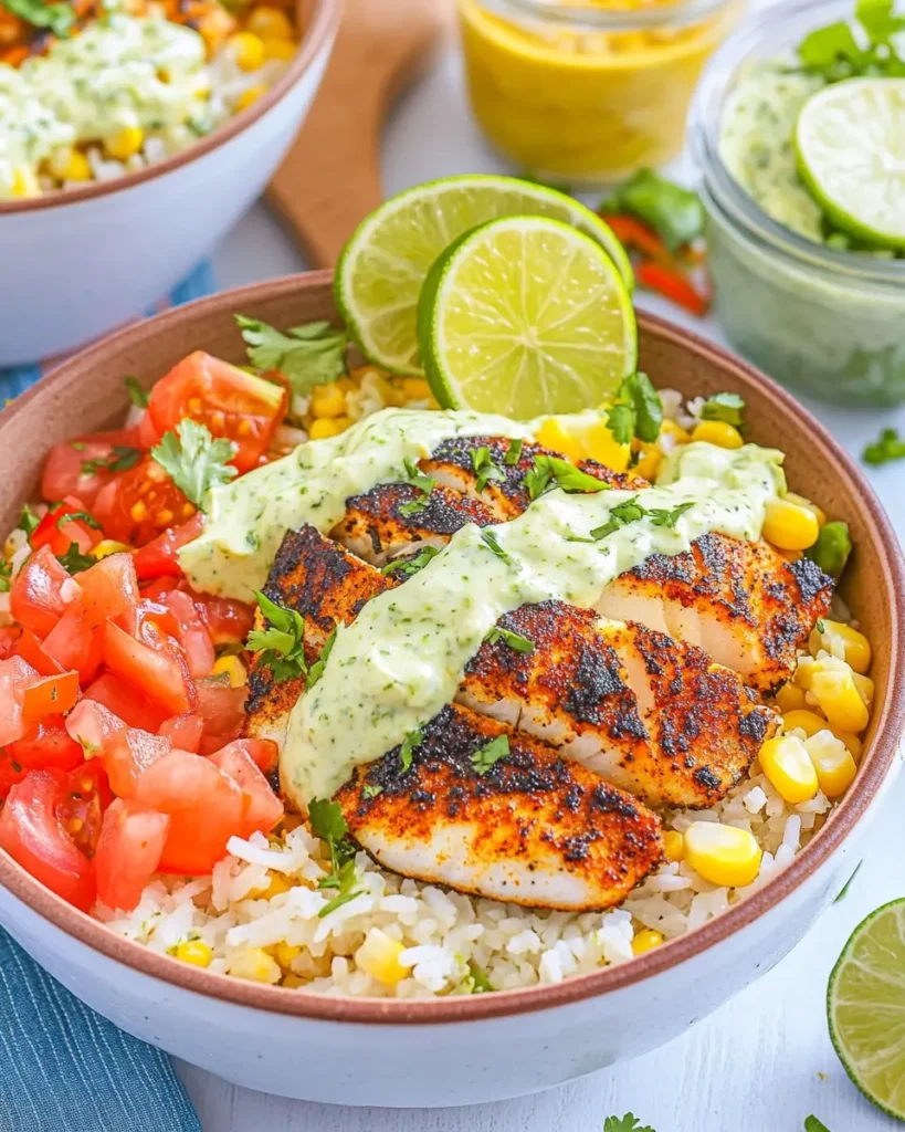 Blackened Fish Taco Bowls With Cilantro Lime Sauce First Image First Image