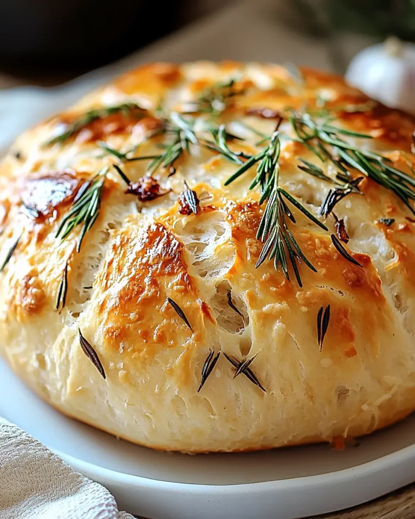 No-Knead Roasted Garlic Rosemary Bread – Bakery Style at Home First Image First Image