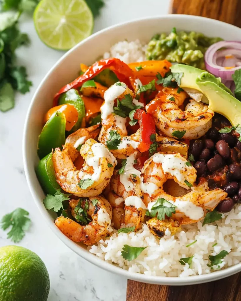 Shrimp Fajita Bowls With Chipotle Sauce First Image First Image