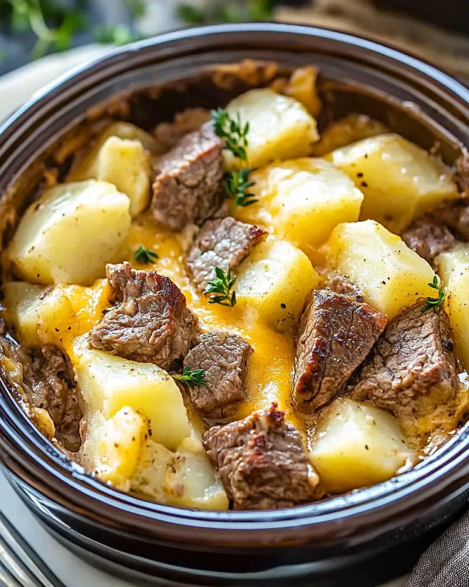 Slow Cooker Steak and Cheddar Potato Casserole: Ultimate Comfort!