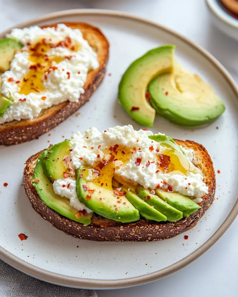 Cottage Cheese Toast With Avocado & Hot Honey First Image First Image