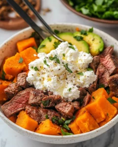 High Protein Viral Cottage Cheese Sweet Potato Beef Bowl First Image First Image