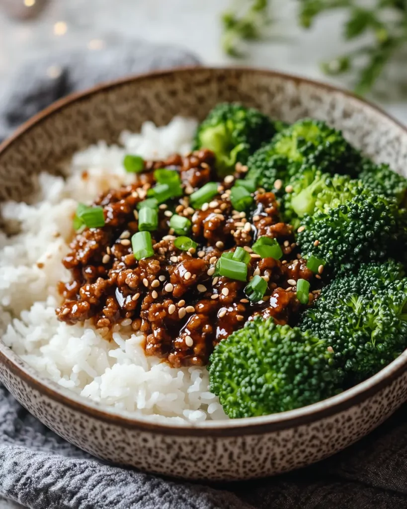 Teriyaki Ground Beef Bowl with Broccoli First Image First Image