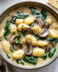 Creamy Spinach and Mushroom Gnocchi Soup First Image First Image